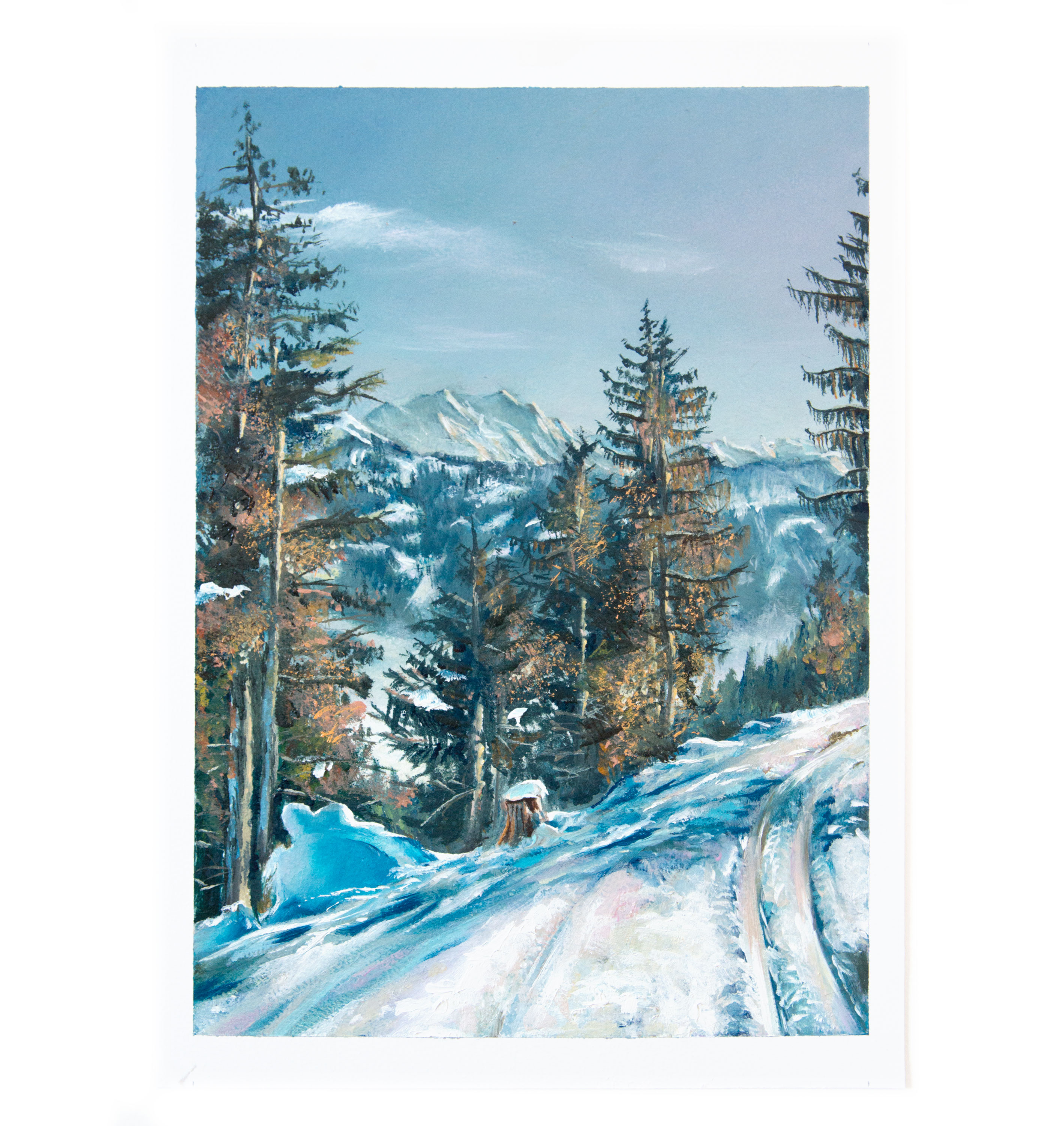 Etude à la peinture à l'huile d'un sentier de montagne